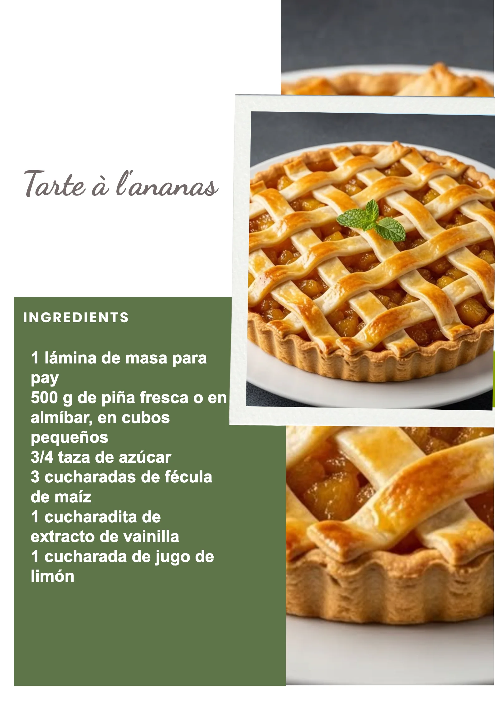 Tarte à l'ananas avec une croûte dorée et des morceaux d'ananas juteux