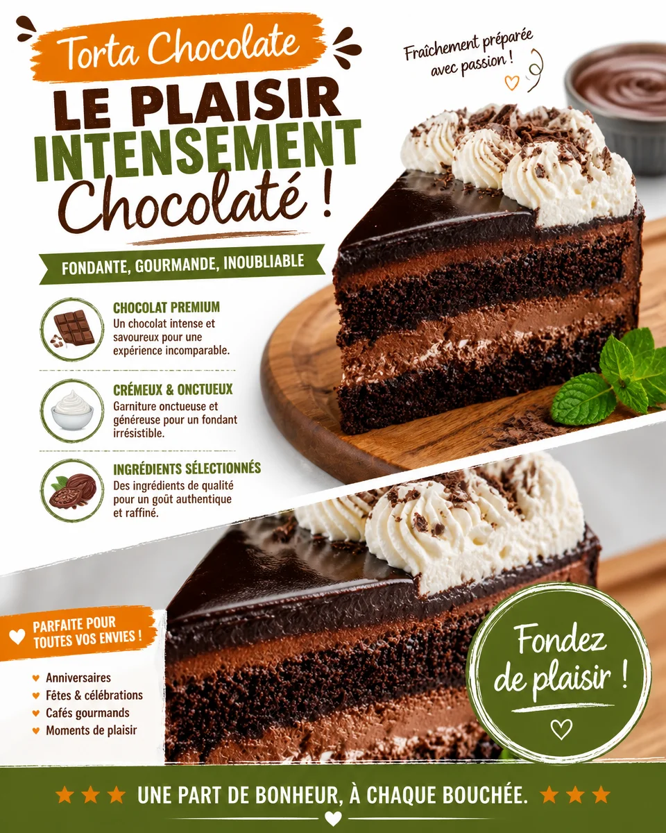 Tarte au Chocolat faite maison, riche en chocolat et parfaite pour les gourmands