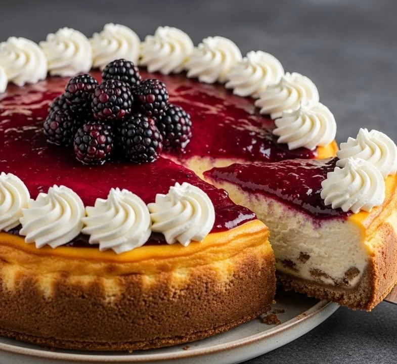 Tarte au fromage avec m&ucirc;re