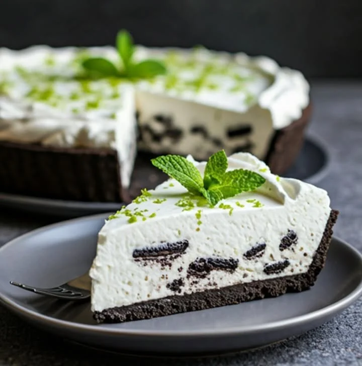 Tarte froide au citron avec une base de biscuit au chocolat