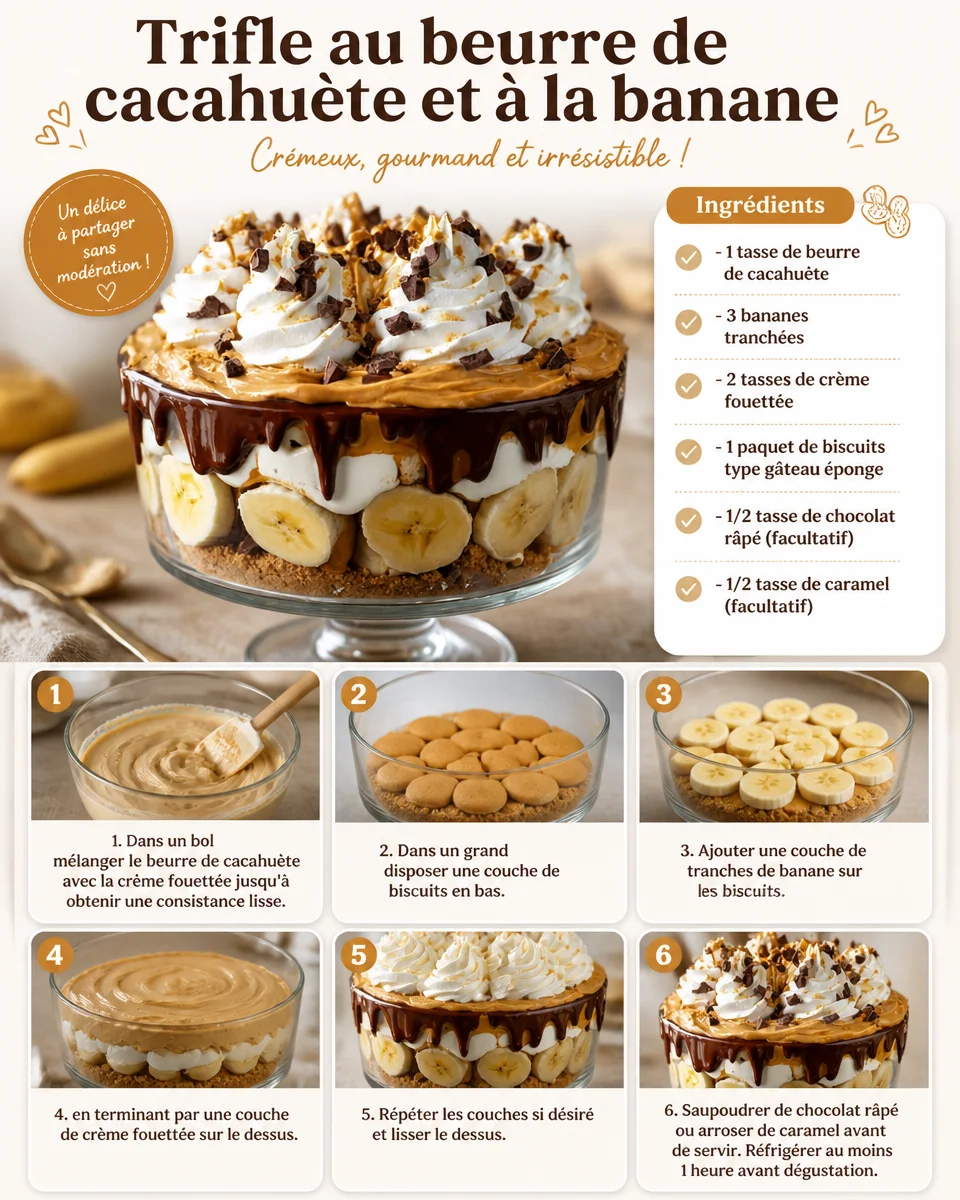 Trifle délicieux au beurre de cacahuète et banane