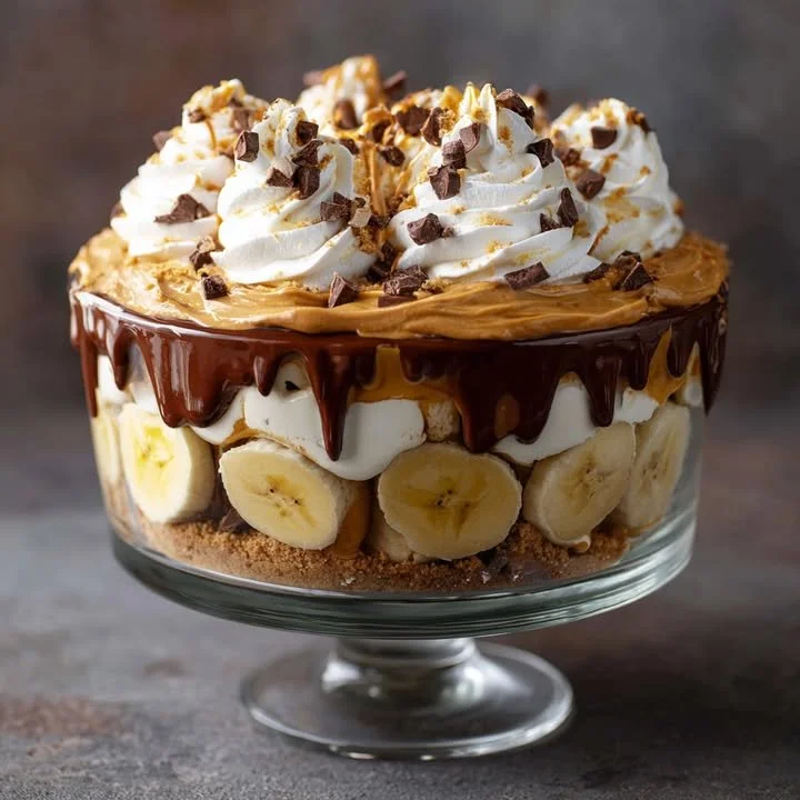 Trifle with peanut butter and banana