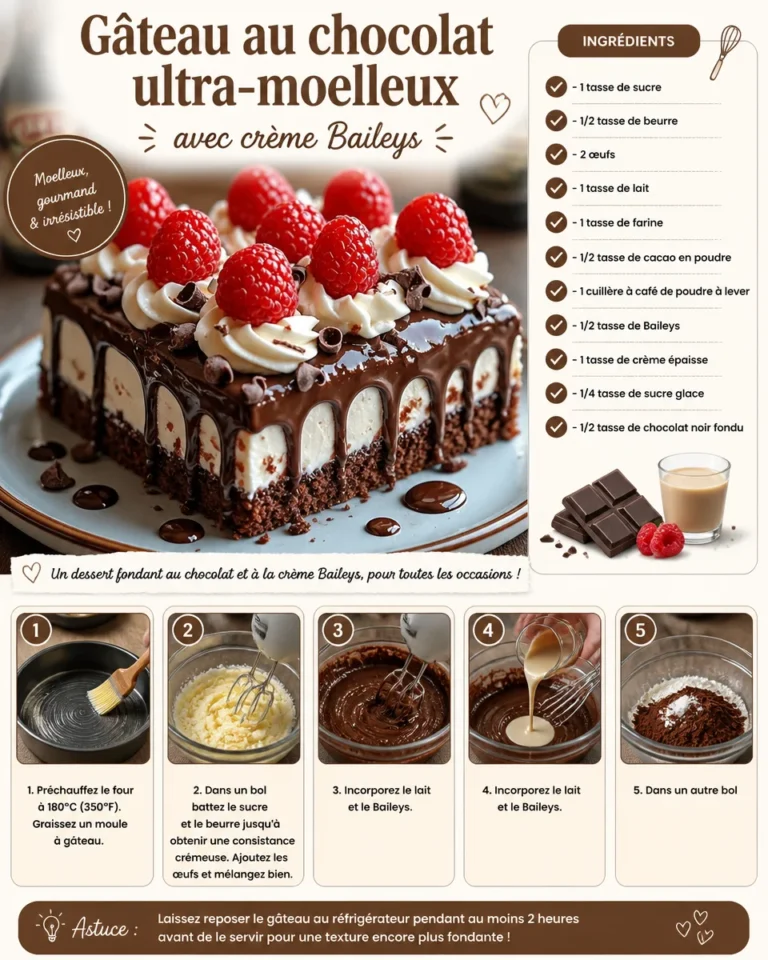 Gâteau au chocolat ultra-moelleux avec crème Baileys