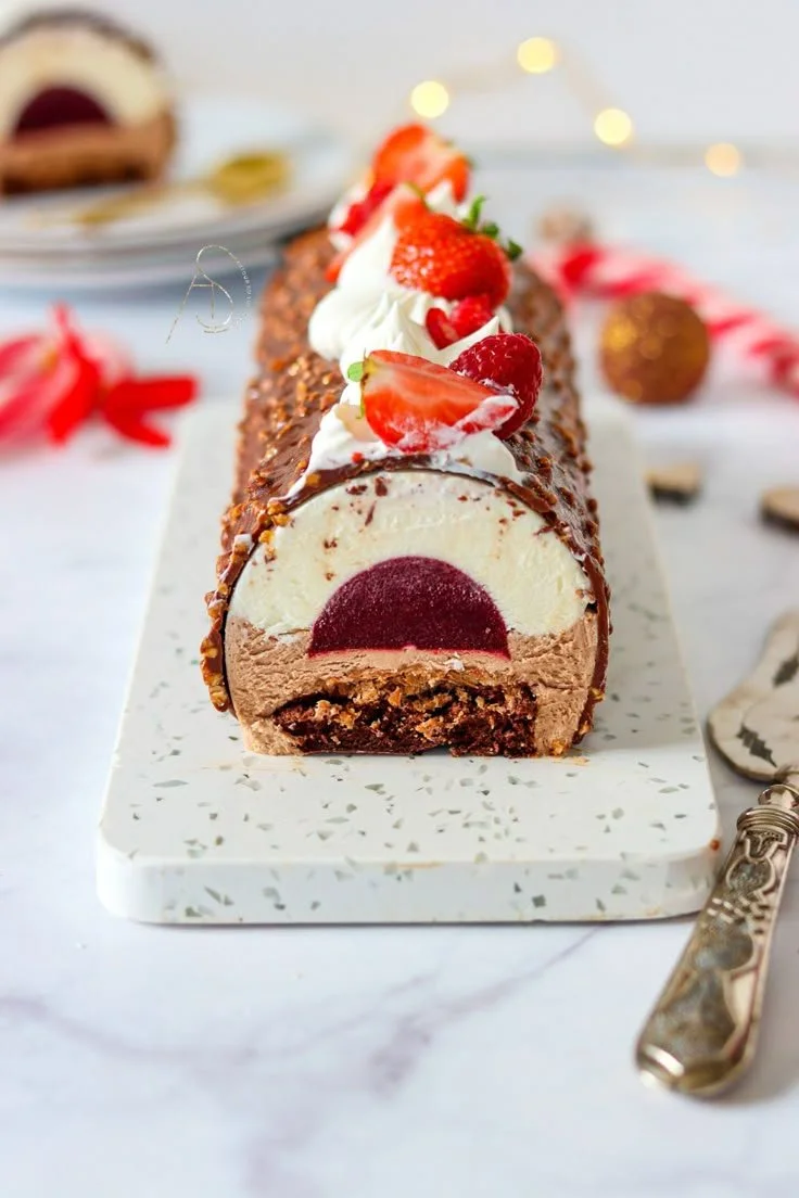 B&ucirc;che chocolat et framboise