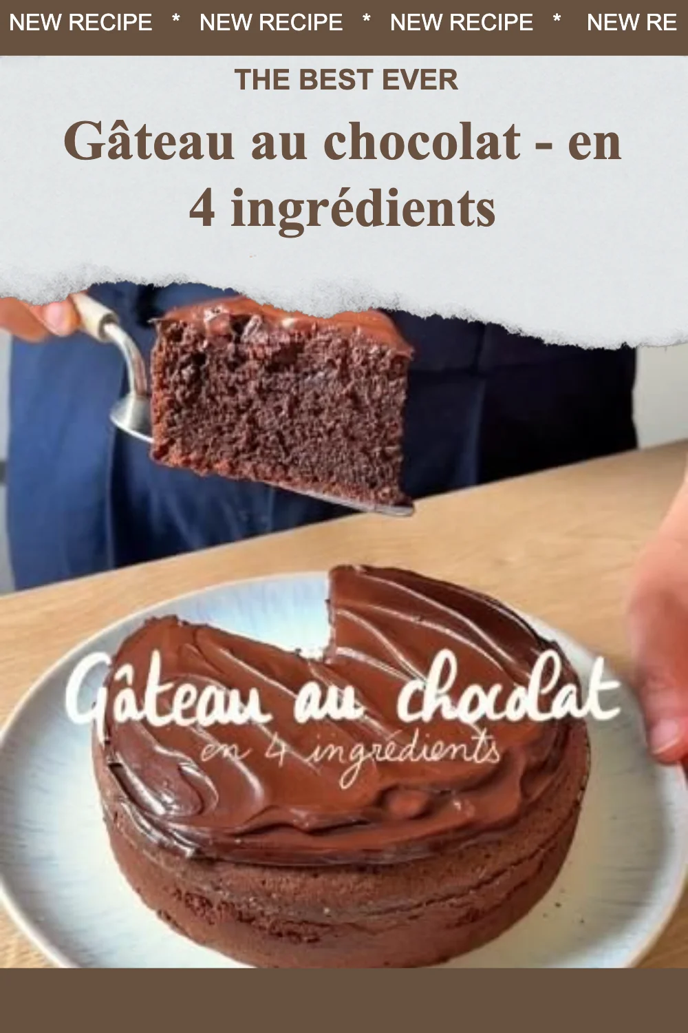 Gâteau au chocolat en 4 ingrédients, dessert facile et délicieux