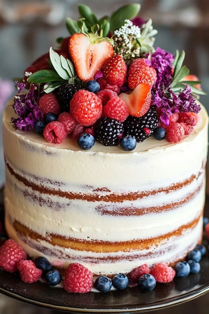 Id&eacute;es de superbe g&acirc;teau de mariage nu pour votre mariage - Oui Mariages | D&eacute;coration de g&acirc;teau rustique, g&acirc;teau Chantilly de mariage