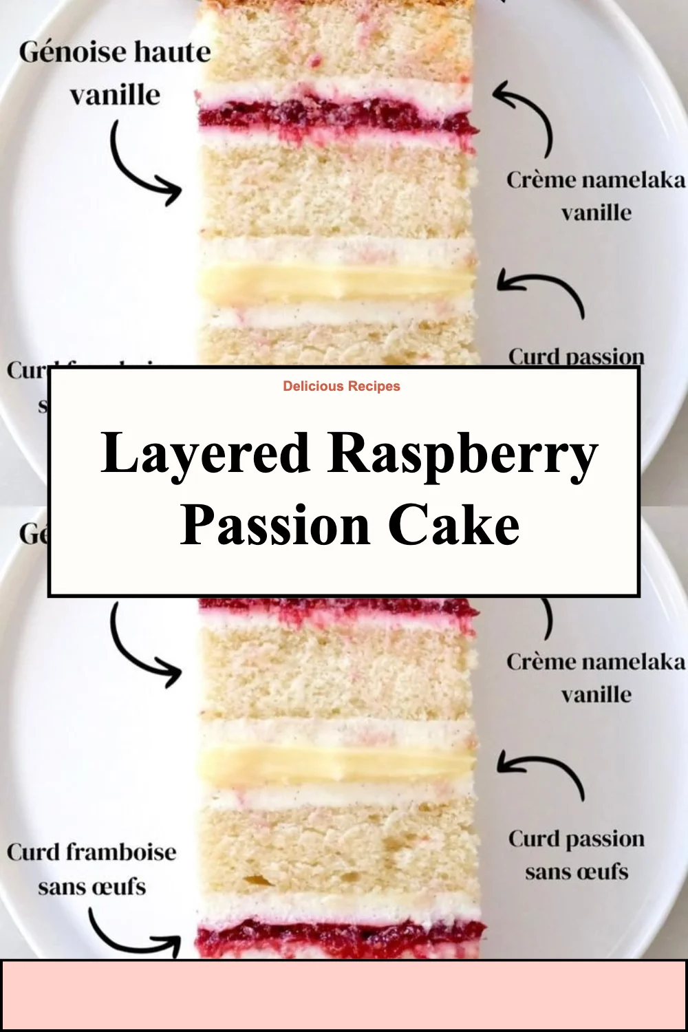 Layered Raspberry Passion Cake avec des framboises fraîches et un glaçage crémeux