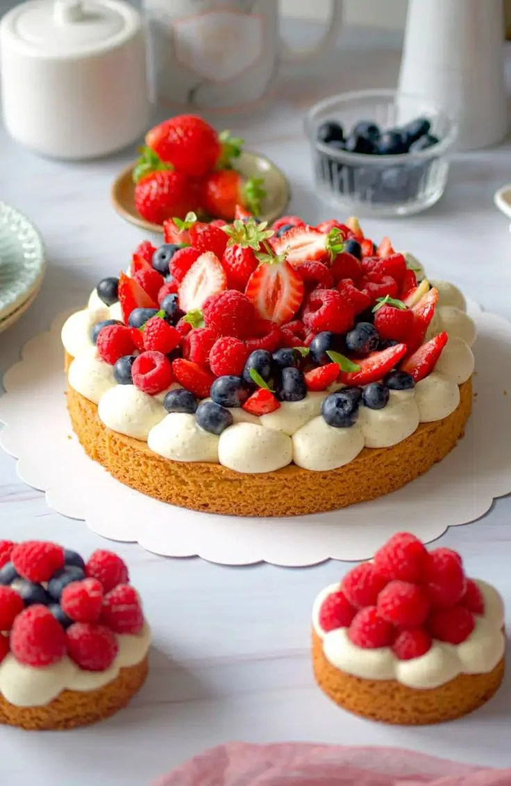 Tarte aux fruits rouges sur sabl&eacute; breton