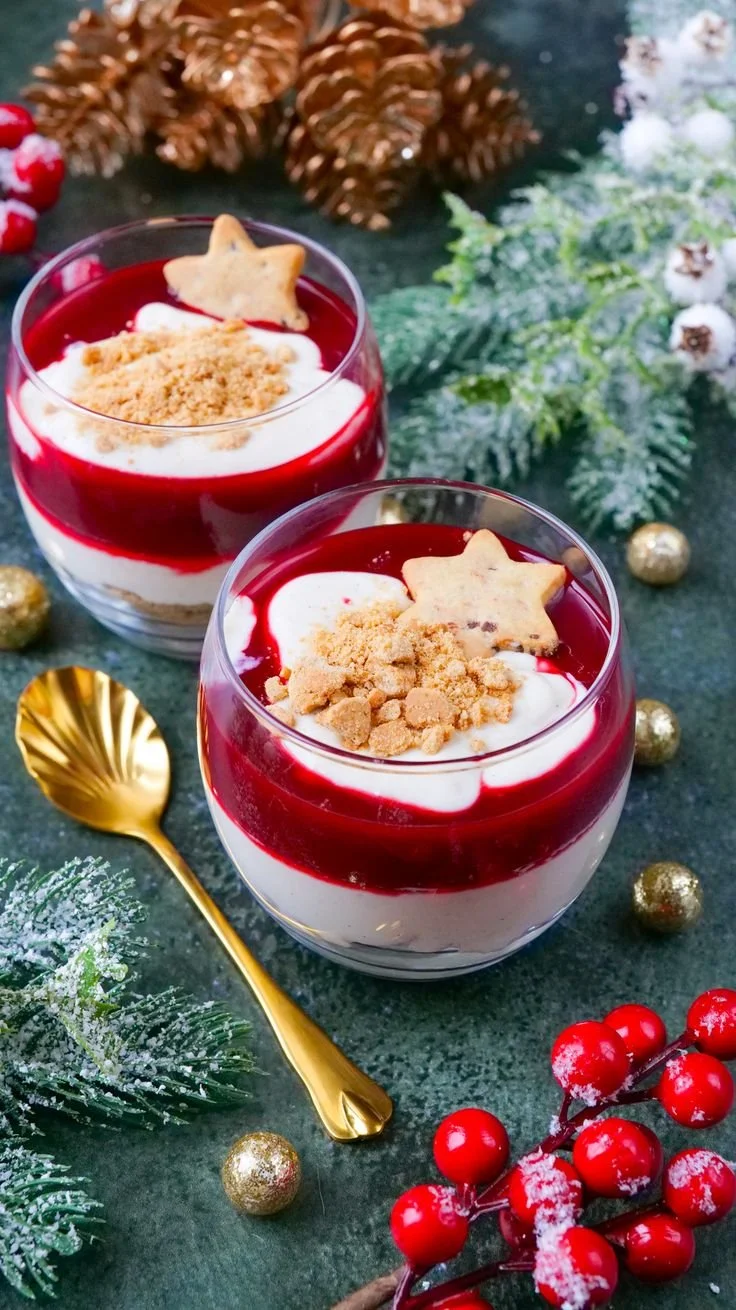 Verrines de No&euml;l vanille et framboises
