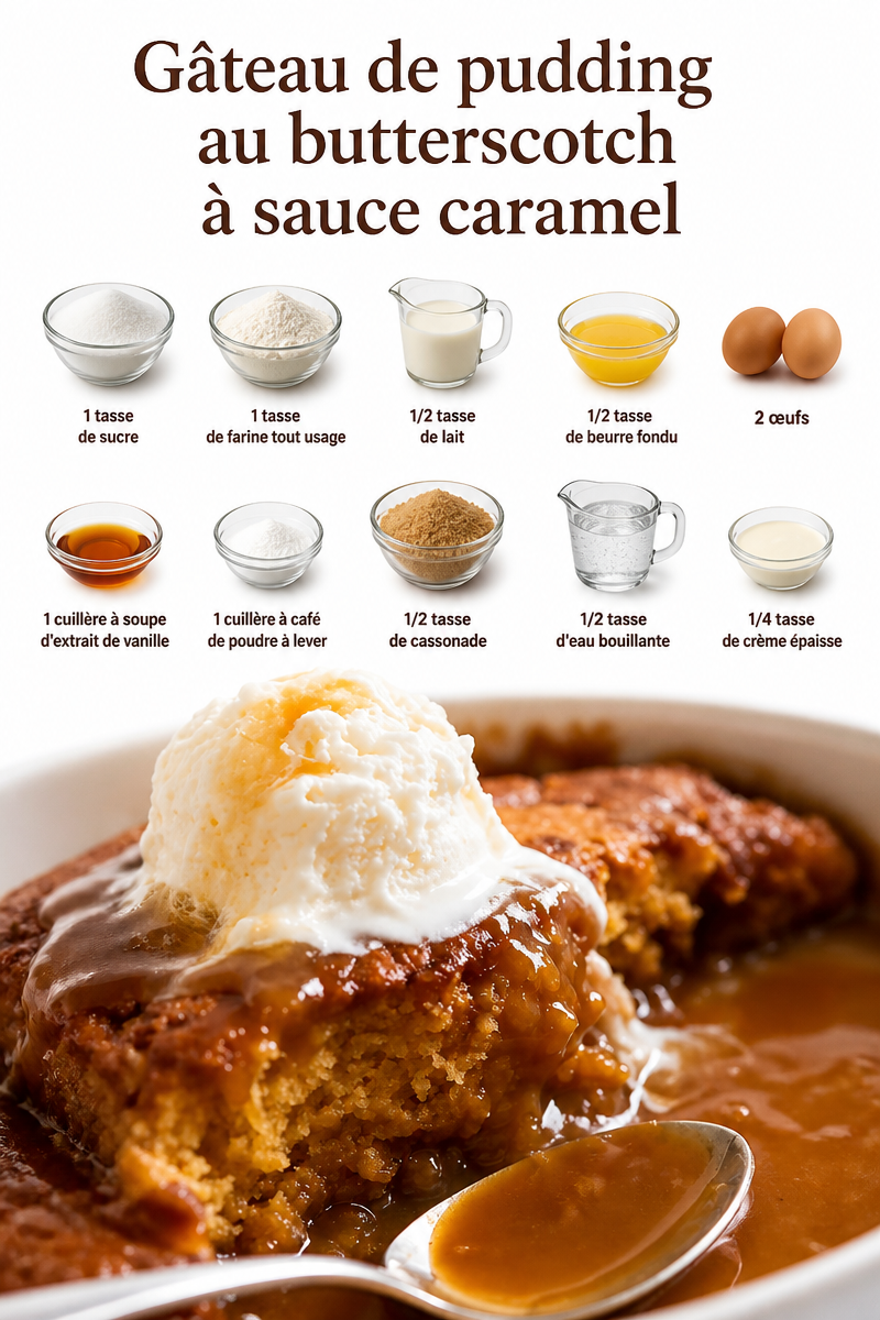 Gâteau de pudding au butterscotch à sauce caramel