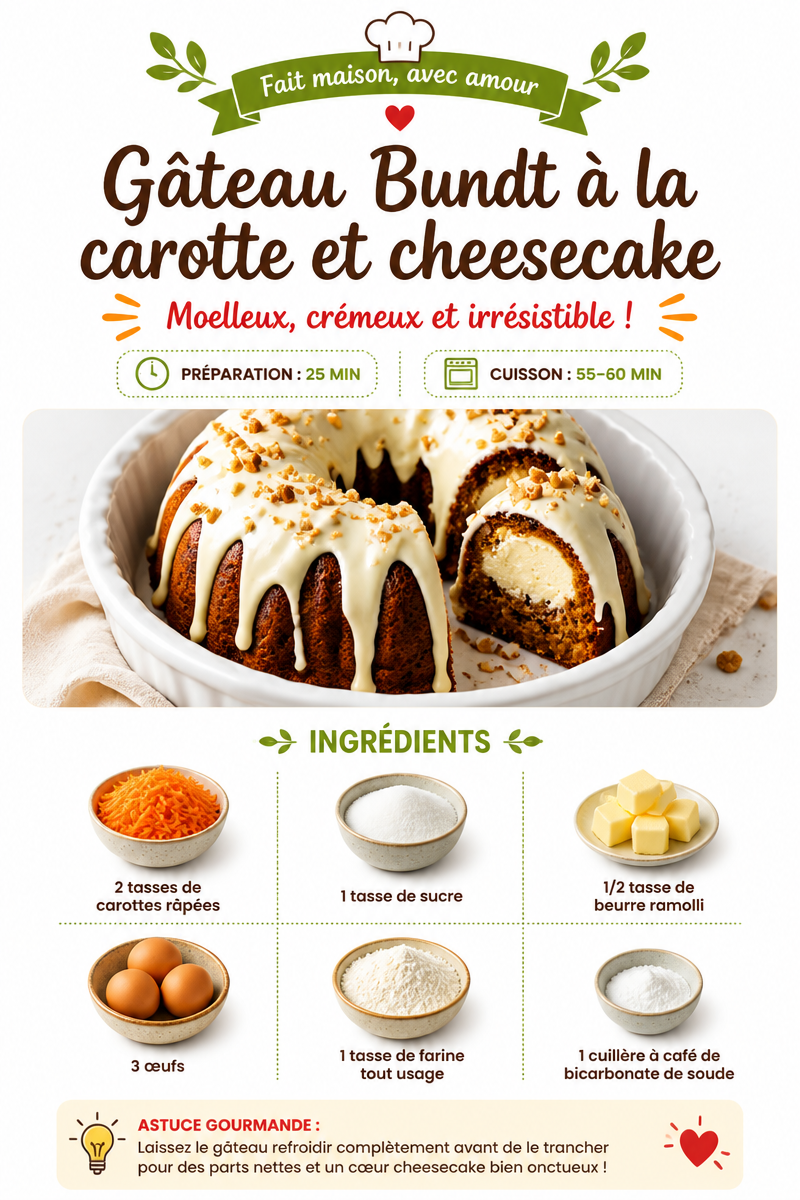 Gâteau Bundt à la carotte et cheesecake
