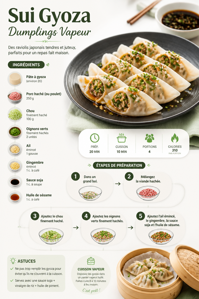 Sui Gyoza en français se traduit par Gyoza au bouillon.