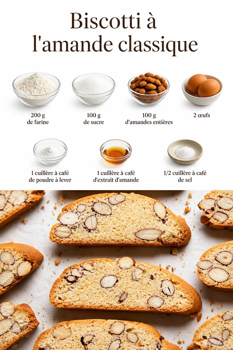 Biscotti à l'amande classique, croustillant et délicieux pour le café