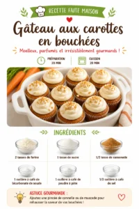 Bouchées de gâteau aux carottes délicieusement garnies et appétissantes