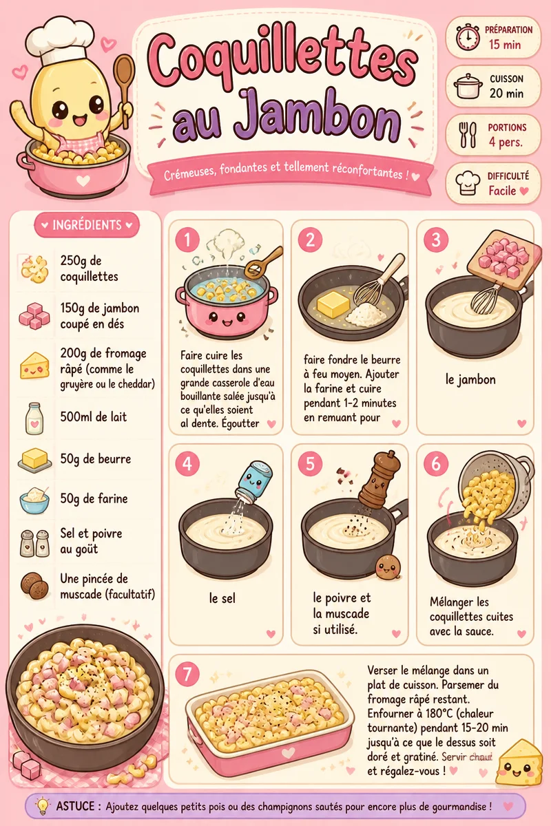 Plat de coquillettes au jambon savoureux et appétissant