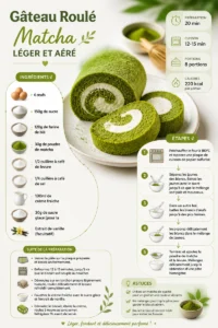 Gâteau Roulé Matcha léger et aéré, une douceur raffinée aux saveurs de thé vert