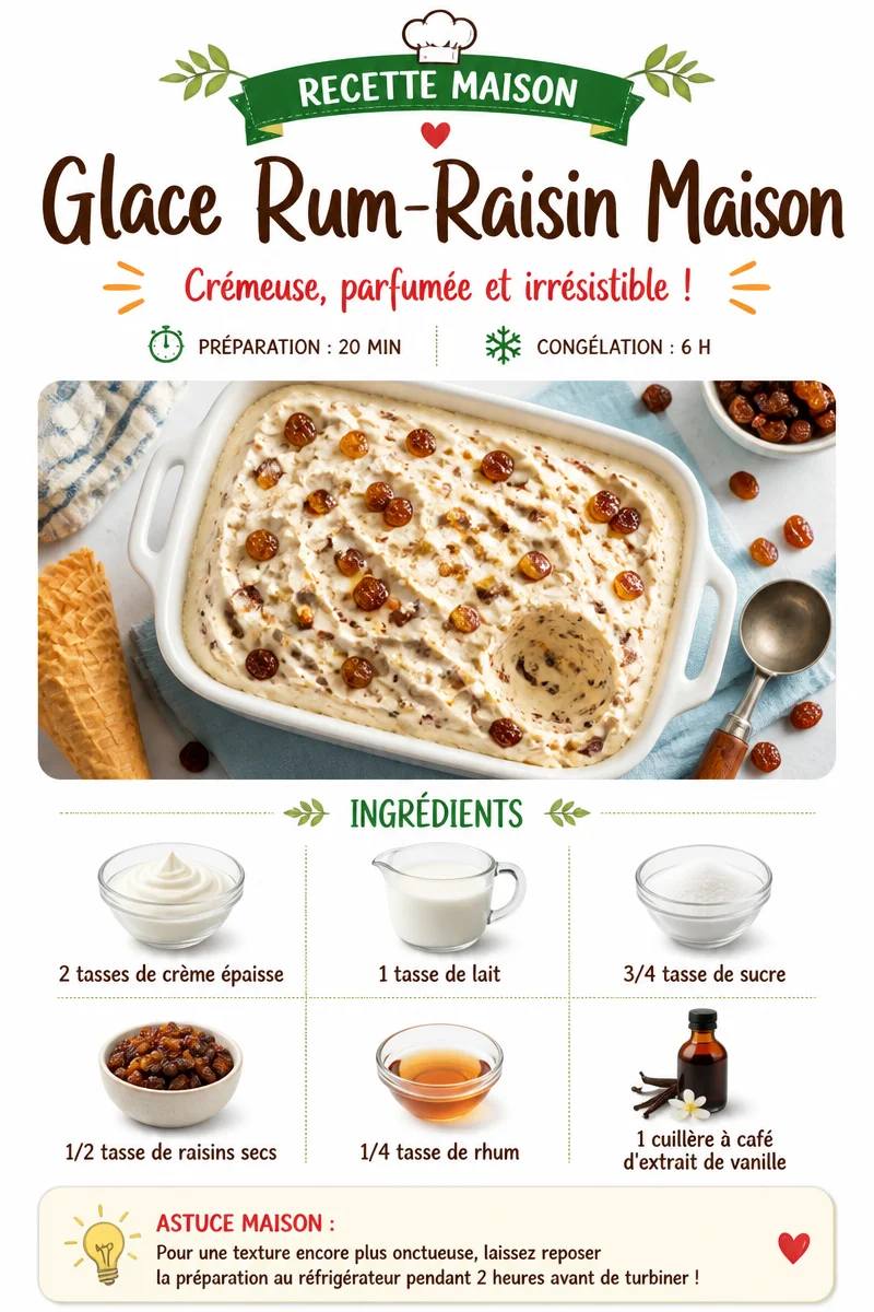 Glace au rhum-raisin maison