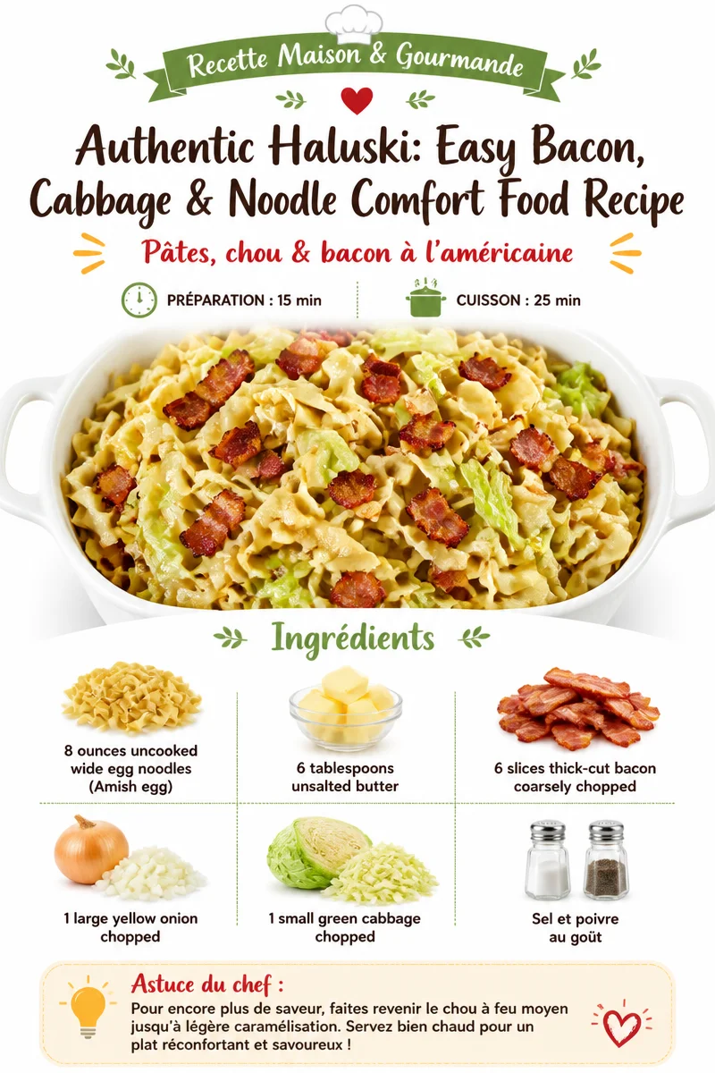 Haluski Authentique : Recette de Confort avec Bacon, Chou et Nouilles Facile