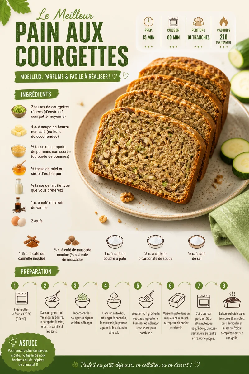 Pain de Courgette moelleux et savoureux, parfait pour un en-cas sain
