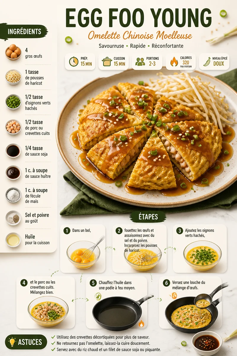 Omelette Chinoise garnie d'ingrédients frais et colorés
