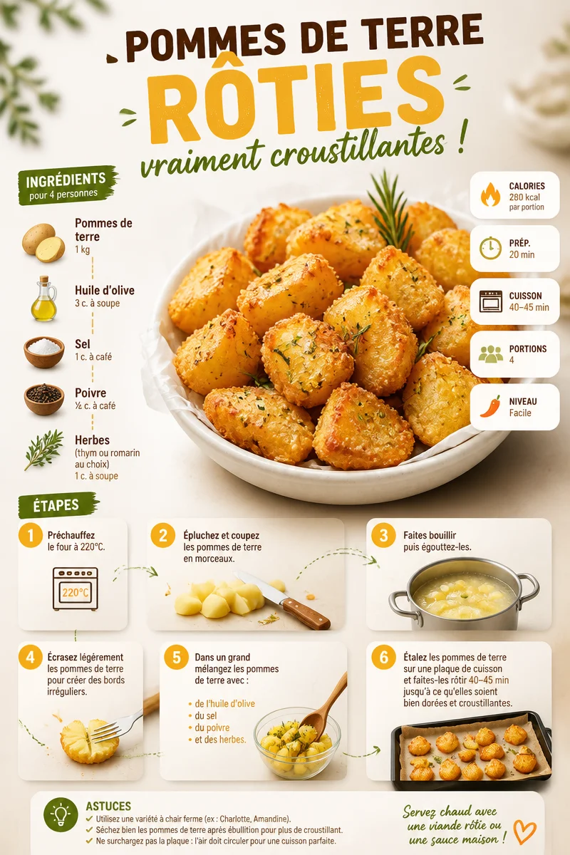 Pommes de terre rôties croustillantes servies dans un plat.