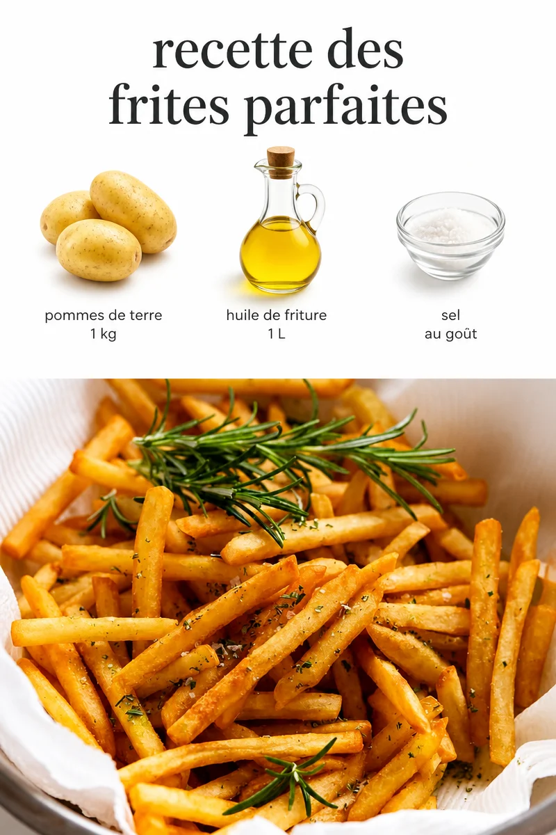 Recette des frites parfaites : croustillantes et dorées à souhait.
