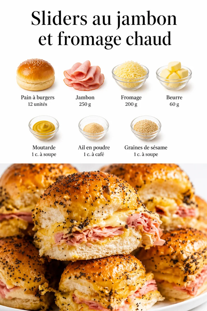 Delicieux sliders au jambon et fromage fondu