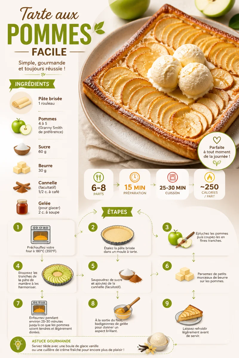 Recette de Tarte aux Pommes Facile avec des pommes et une pâte croustillante