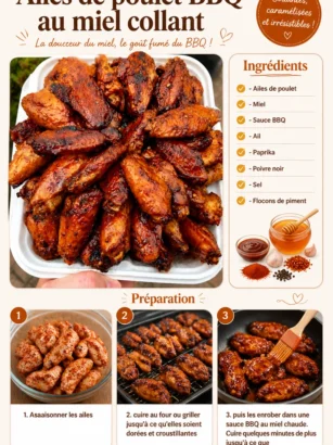 Ailes de poulet BBQ au miel collant délicieusement préparées