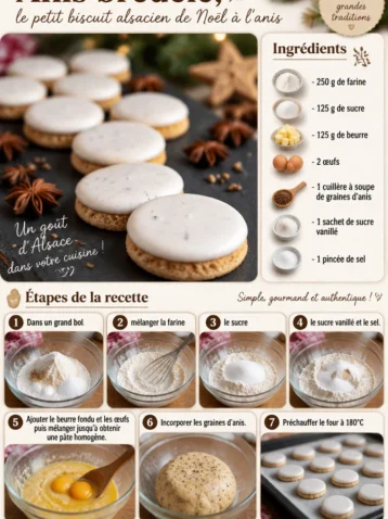Anis bredele, petits gâteaux de Noël alsaciens à l'anis sur une assiette festive.