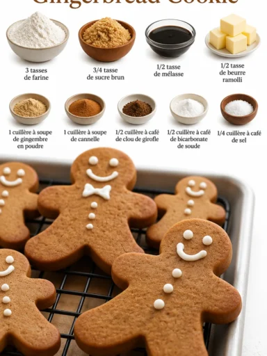 Biscuit en pain d'épices décoré avec des épices et un glaçage sucré.