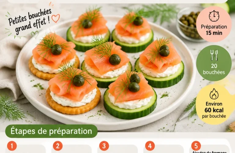 Bouchées d'apéritif au saumon fumé prêtes à être servies