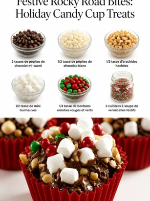 Bouchées de Rocky Road festives en coupes de bonbons colorés