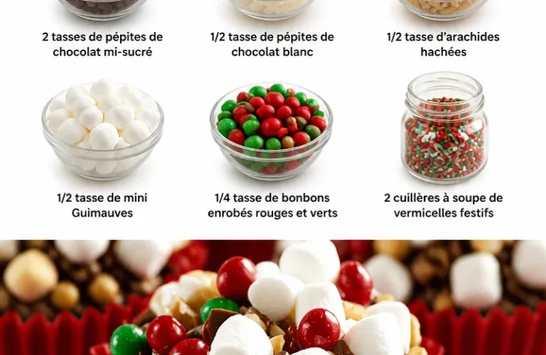 Bouchées de Rocky Road festives en coupes de bonbons colorés