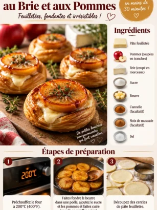 Bouchées Tatin aux Pommes et Brie sur une assiette élégante.