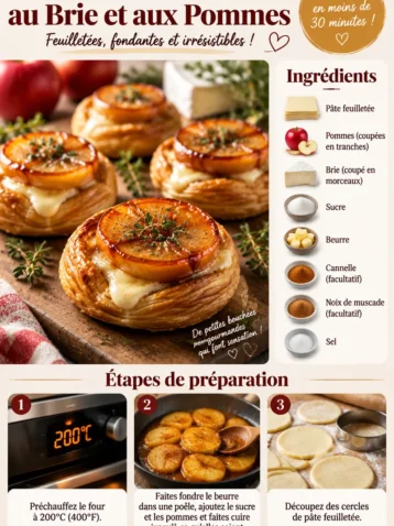 Bouchées Tatin aux Pommes et Brie sur une assiette élégante.