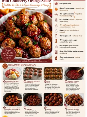 Boulettes de viande de fête servies avec sauce aux canneberges et à l'orange