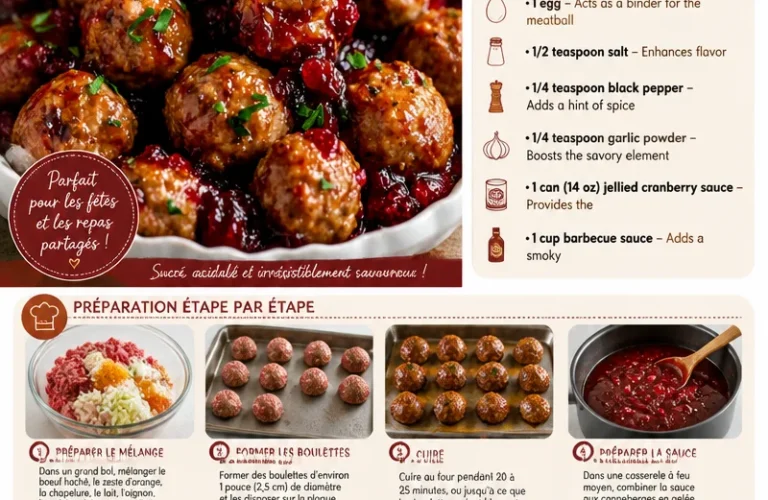 Boulettes de viande de fête servies avec sauce aux canneberges et à l'orange
