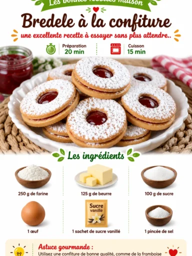 Recette de bredele aux confitures, biscuits de Noël traditionnels alsaciens.