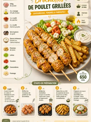 Brochettes de poulet grillées servies en plat appétissant