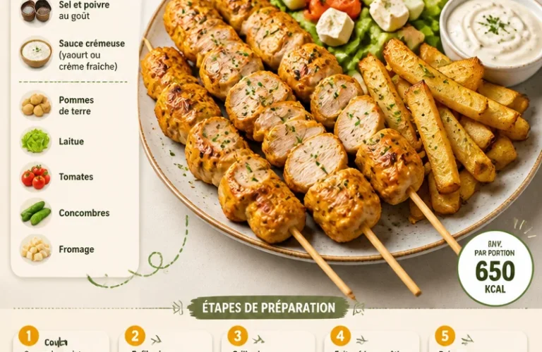 Brochettes de poulet grillées servies en plat appétissant