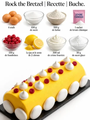 Bûche citron framboise décorée, un dessert éclatant et savoureux pour les fêtes.