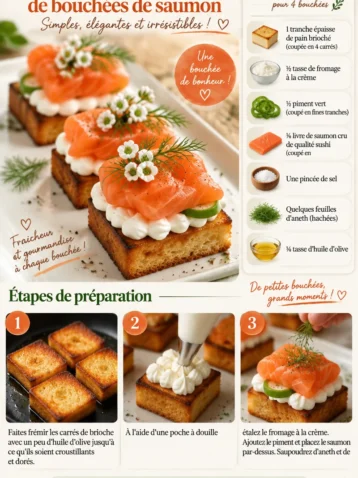 Recette de bouchées de saumon délicieuses et faciles à préparer.