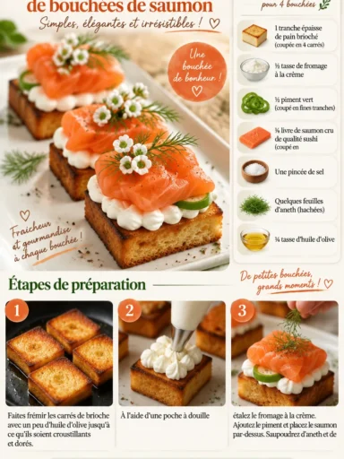 Recette de bouchées de saumon délicieuses et faciles à préparer.