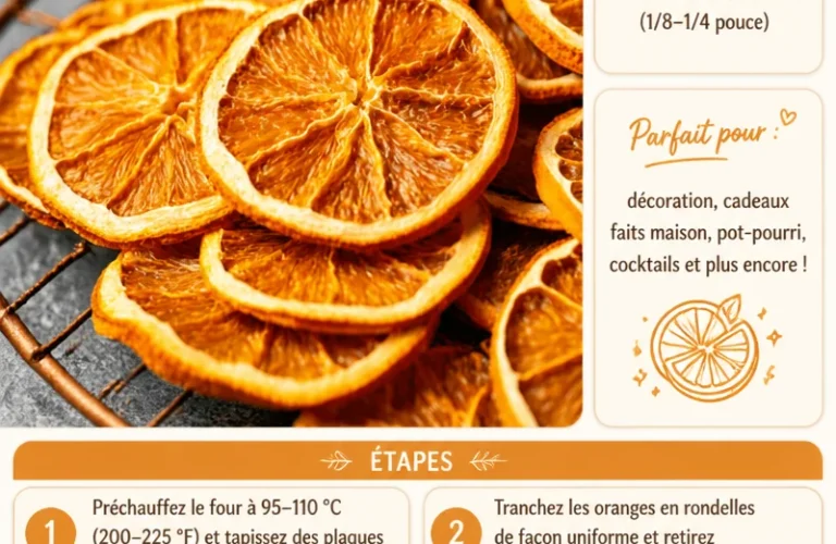 Tranches d'orange séchées au four prêtes à déguster.