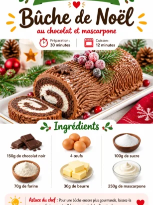 Bûche de Noël festive bien décorée pour les célébrations de fin d'année