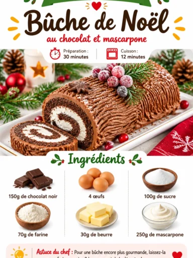 Bûche de Noël festive bien décorée pour les célébrations de fin d'année