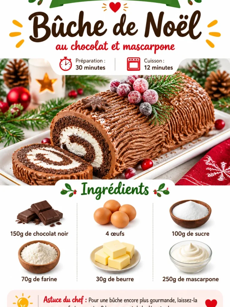 Bûche de Noël festive bien décorée pour les célébrations de fin d'année