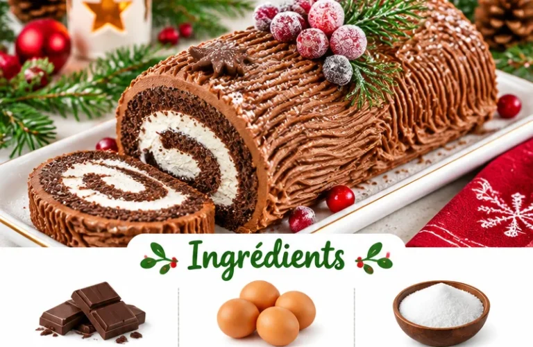 Bûche de Noël festive bien décorée pour les célébrations de fin d'année
