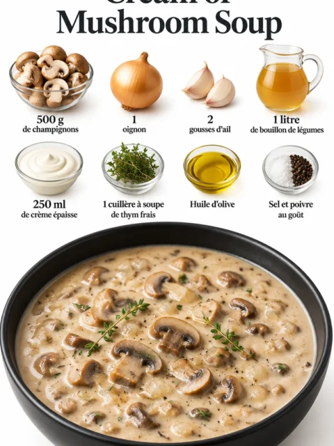 Bol de crème de champignons crémeuse et savoureuse pour un plat réconfortant